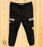 Men's Imported Jet Black Cargo Pants Slim Tapered Fit