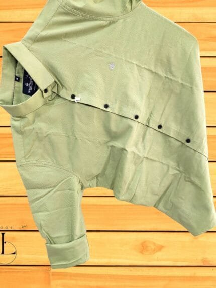 Green Plain Shirt Full Sleeve