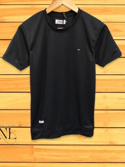 Men's Classic Black Solid Half-Sleeve T-Shirt Regular Fit