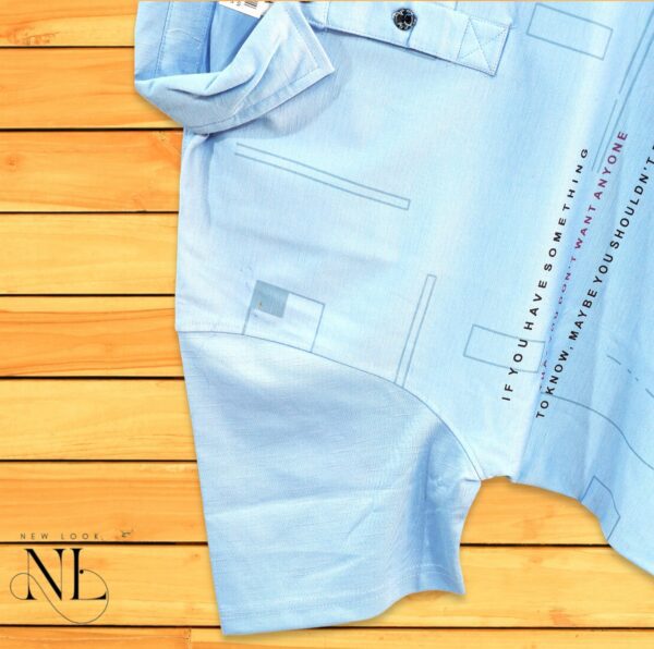 Blue Printed Polo T-Shirt For Men