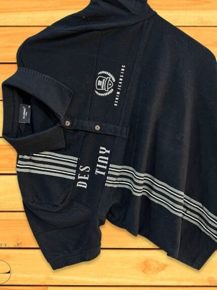 Navy Blue Printed Polo T-Shirt