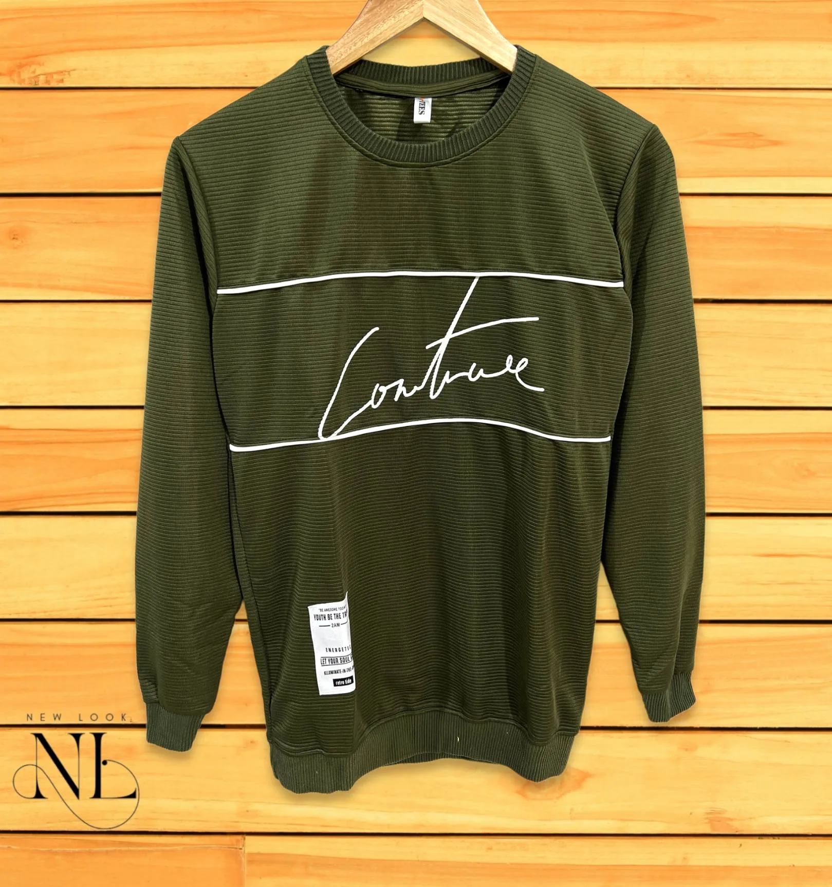Men's Basic Dark Green Printed Full T-Shirt - Regular Fit