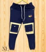 Stylish Deep Blue Cargo Trackpants - Slim Fit, Imported Fabric