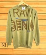 Men's Stylish Olive Green Printed Full T-Shirt - Slim Fit