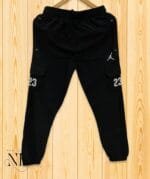 Men's Adjustable Fit Matte Black Track Pants Parachute Cargo