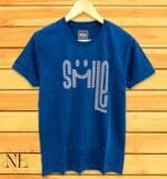 Tencil Lycra Dark Blue Printed T-Shirt for Men Premium