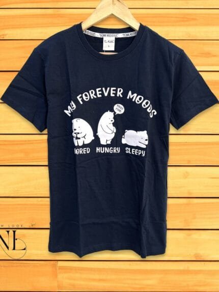 Trendy Designs Dark Blue Printed T-Shirt Half Sleeve