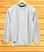 High Neck Lite Grey T-Shirt for Men Modern Minimalist Style