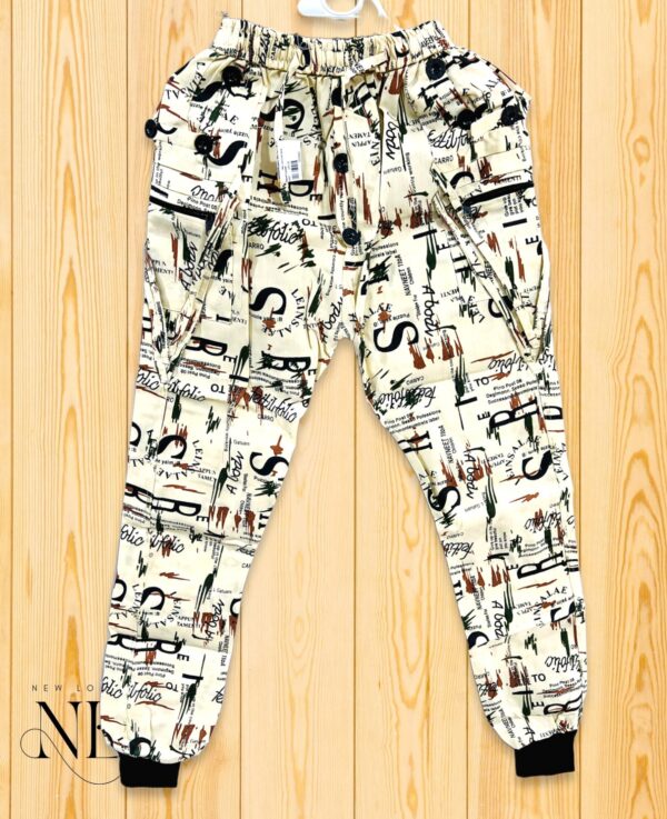 White Printed Trackpant For Men