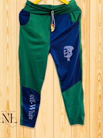 Dark Green Printed Trackpant For Men