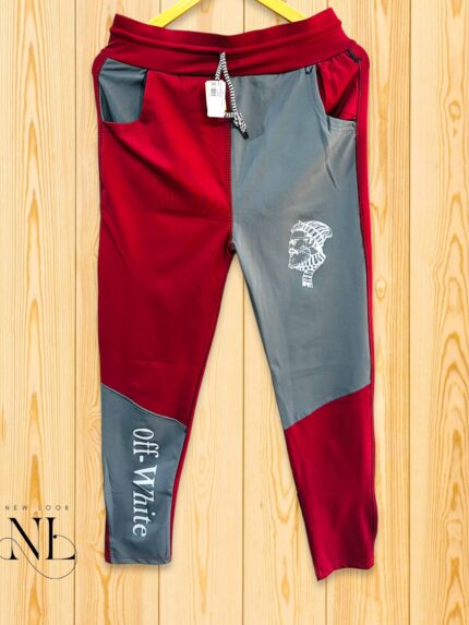 Red Printed Trackpant For Men