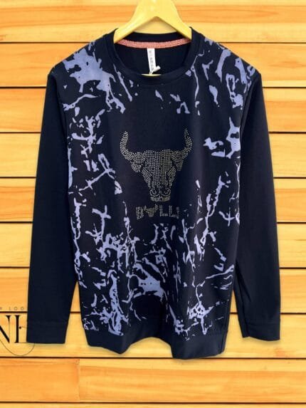 Navy Blue Printed T-Shirt for Men | Trendy Graphic Tee