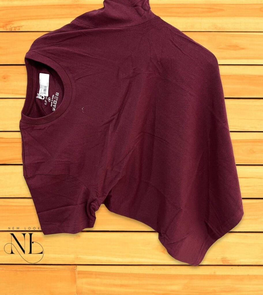 Slim Fit Stylish Wine Red Plain Half T-Shirt for Men