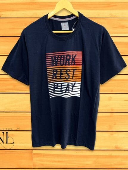 Stylish Deep Blue Printed T-Shirt for Men Trendy Slim Fit