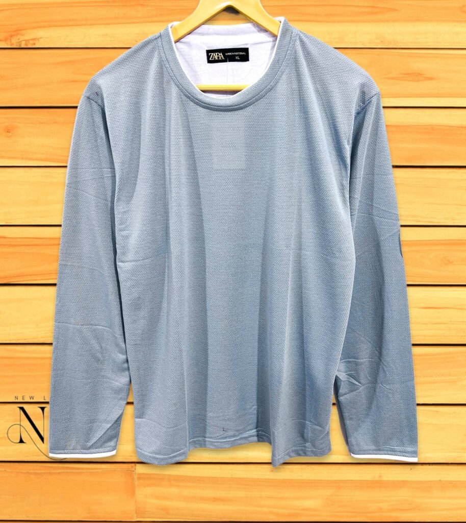Lite Grey Popcorn Full T-Shirt for Men Trendy Textured Design