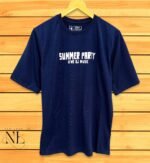 Navy Blue Printed Oversize T-Shirt for Men | Premium Cotton