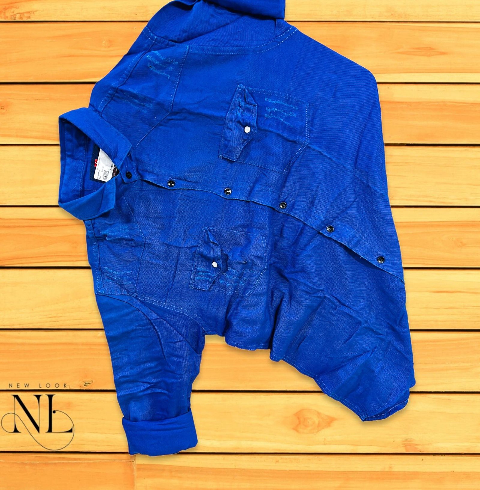 Royal Blue Double Pocket Full Shirt For Men - Utility Style Royal Blue Double Pocket Full Shirt For Men - Utility Style