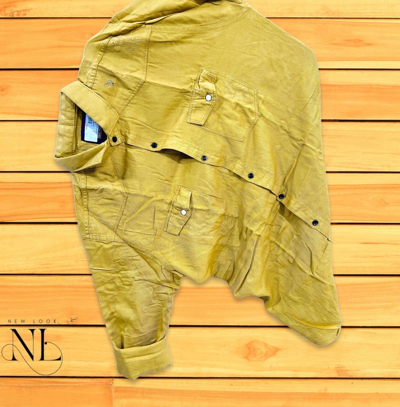 Plain Yellow Double Pocket Full Shirt For Men - Utility Style Plain Yellow Double Pocket Full Shirt For Men - Utility Style