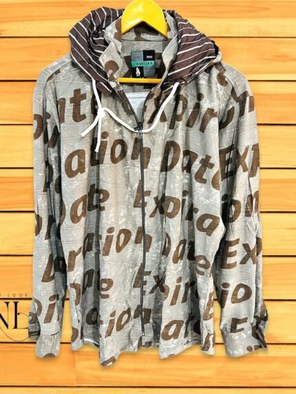 Printed Cream Hooded Full Shirt for Men - Street Style