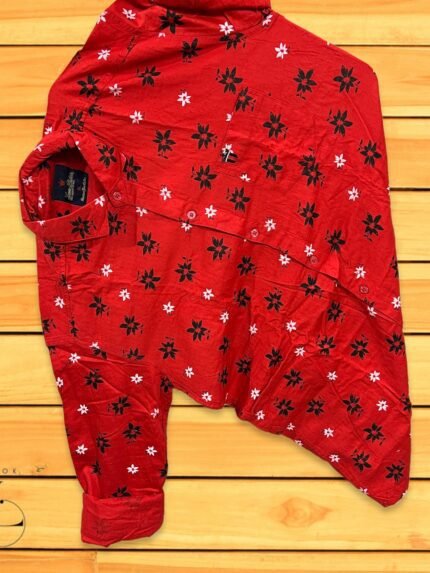 Classic Printed Red Full Shirt for Men - Bold Summer Style