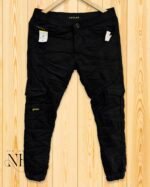 Multi-Pocket Design Jet Black Cotton Cargo Pants - Premium