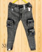 Stylish Dark Grey Denim Cargo Pants Urban Utility Wear