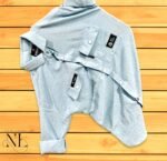 Textured Sky Blue Plain Double Pocket Full Shirt for Men