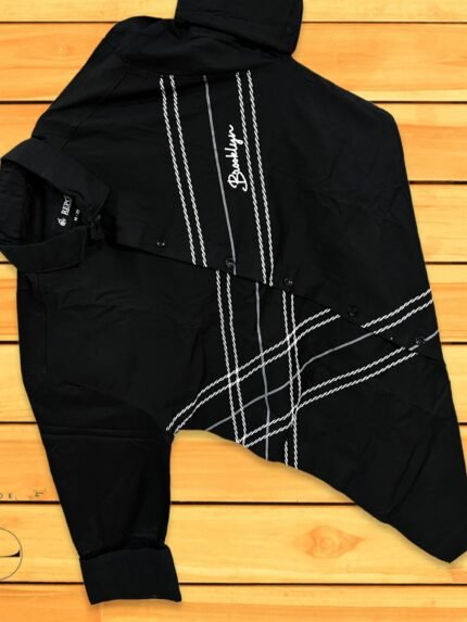 Metro Classic Black Printed Full Shirt & Sharp Fit