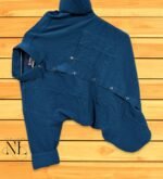 Textured Plain Dark Blue Full Shirt & Structured