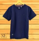 Popcorn Half Navy Blue T-Shirt for Men Textured Fabric Slim Fit