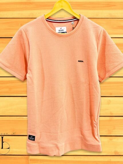 Popcorn Half Pink T-Shirt Textured Fabric Slim Fit