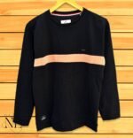 Black Popcorn Plain T-Shirt for Men Textured Fabric