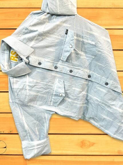 Classic Sky Blue Popcorn Printed Full Shirt Fun & Fresh