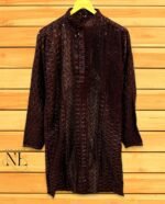 Brown Chikankari Kurta for Men | Hand Embroidery
