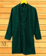 Green Chikankari Kurta for Men | Hand Embroidery