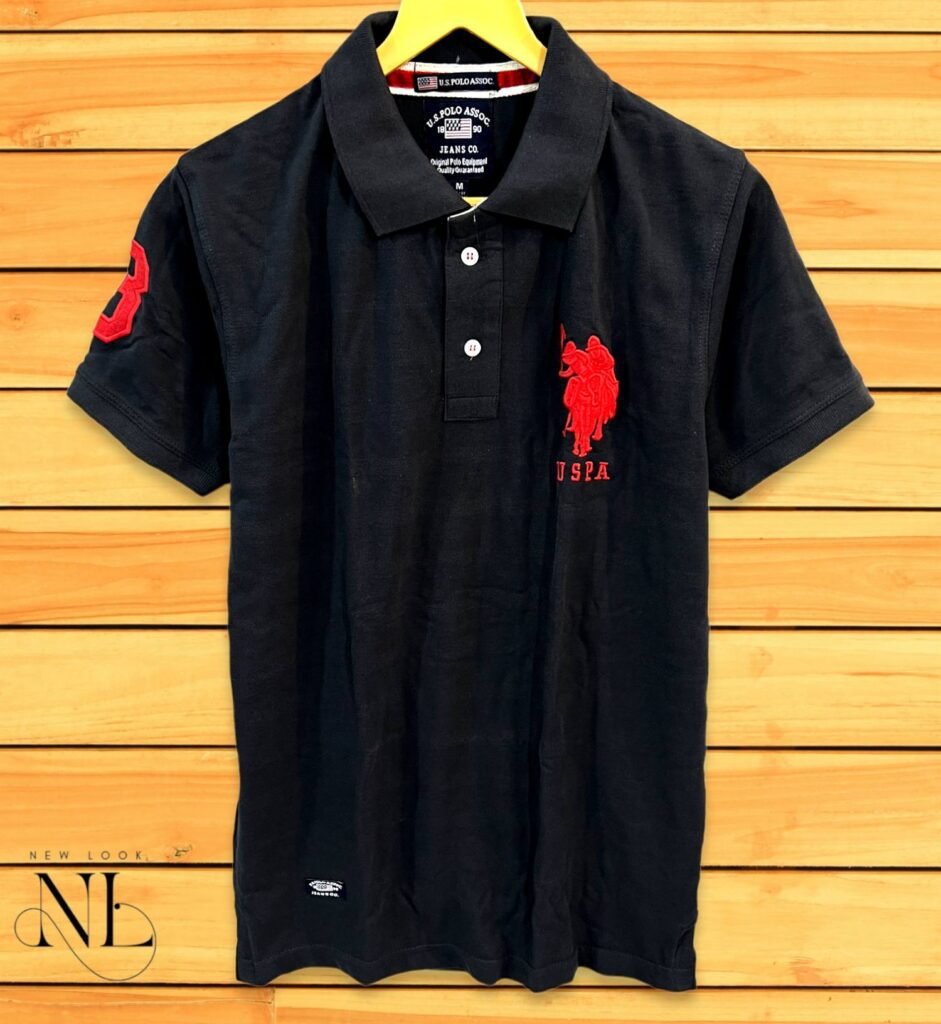 Meti Dark Grey Half Polo T-Shirt Premium Plain Slim Fit