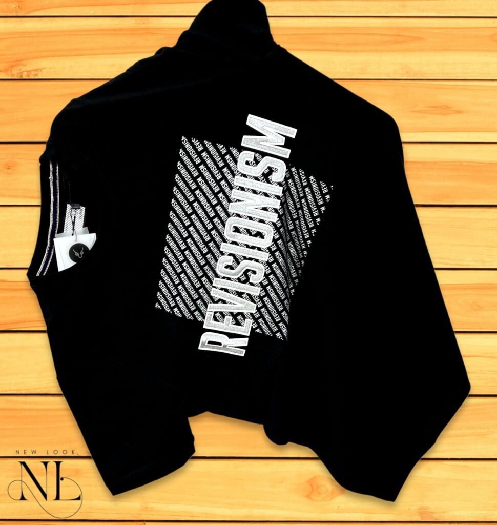 Classic Black Printed Half T-Shirt for Men | Premium Lycra