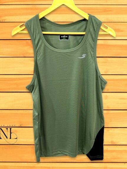 Men's Green Sleeveless Gym T-Shirt - Performance Fabric