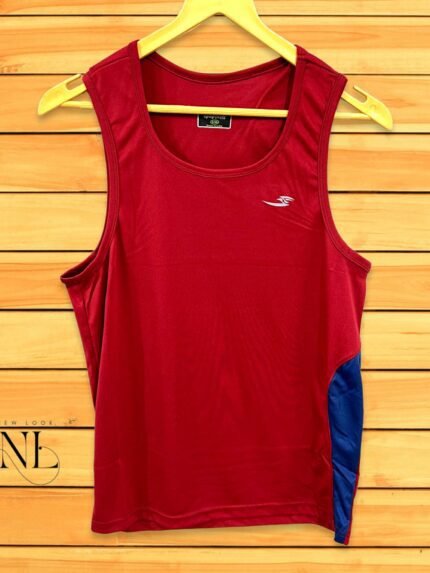 Men's Red Sleeveless Gym Vest - Moisture Wicking Fabric