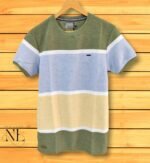 Premium Dark Green Stripe Half Sleeve T-Shirt | Slim Fit
