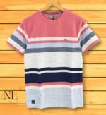 Trendy Pink Stripe Half Sleeve T-Shirt for Men