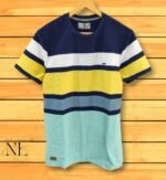 Navy Blue Stripe T-Shirt Slim Fit | Premium Imported