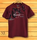 Basic Maroon Printed Half T-Shirt | Trendy Design