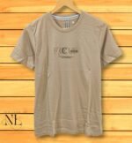 Basic Dark Cream Printed Half T-Shirt | Sophisticated Designs