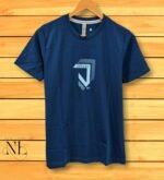 Premium Navy Blue Printed Half T-Shirt | Timeless Design