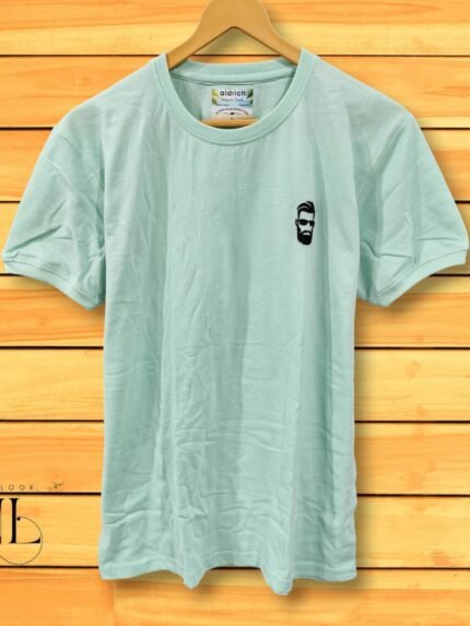 Basic Sky Blue Plain Half T-Shirt for Men | Premium Regular Fit