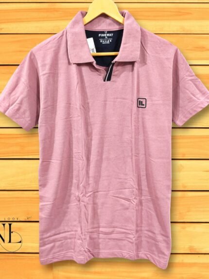 Trendy Lite Pink Plain Half Polo T-Shirt | Slim Fit