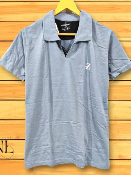 Trendy Lite Grey Plain Half Polo T-Shirt for Men | Slim Fit