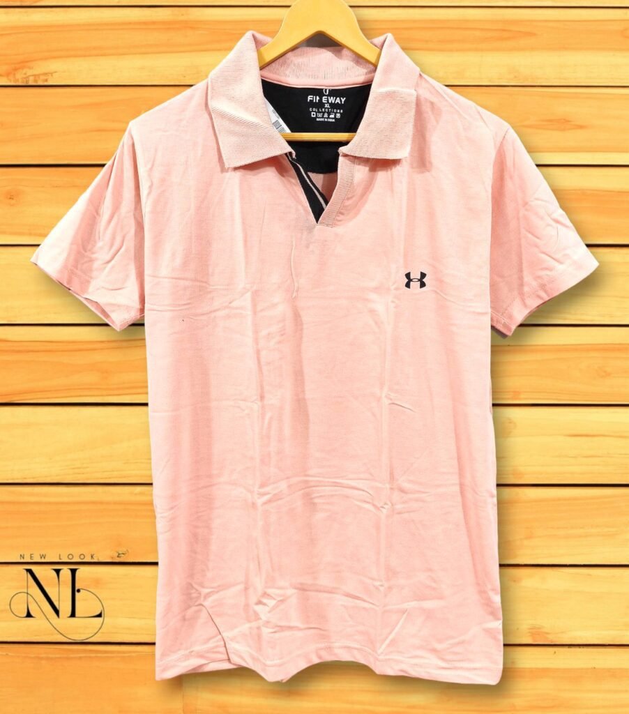 Stylish Baby Pink Plain Polo Half T-Shirt Trendy Slim Fit