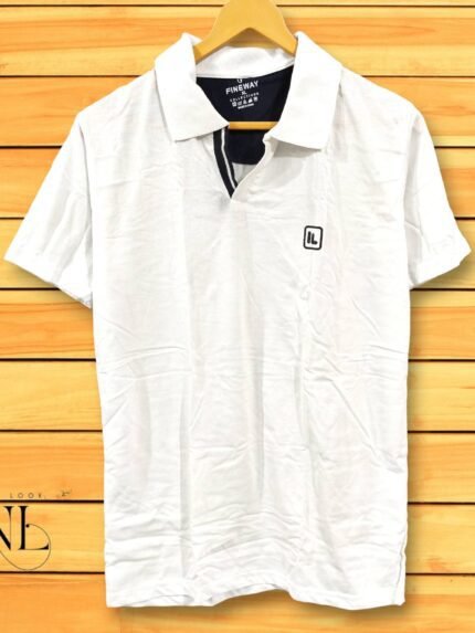 Half White Plain Polo T-Shirt for Men Minimalist Style